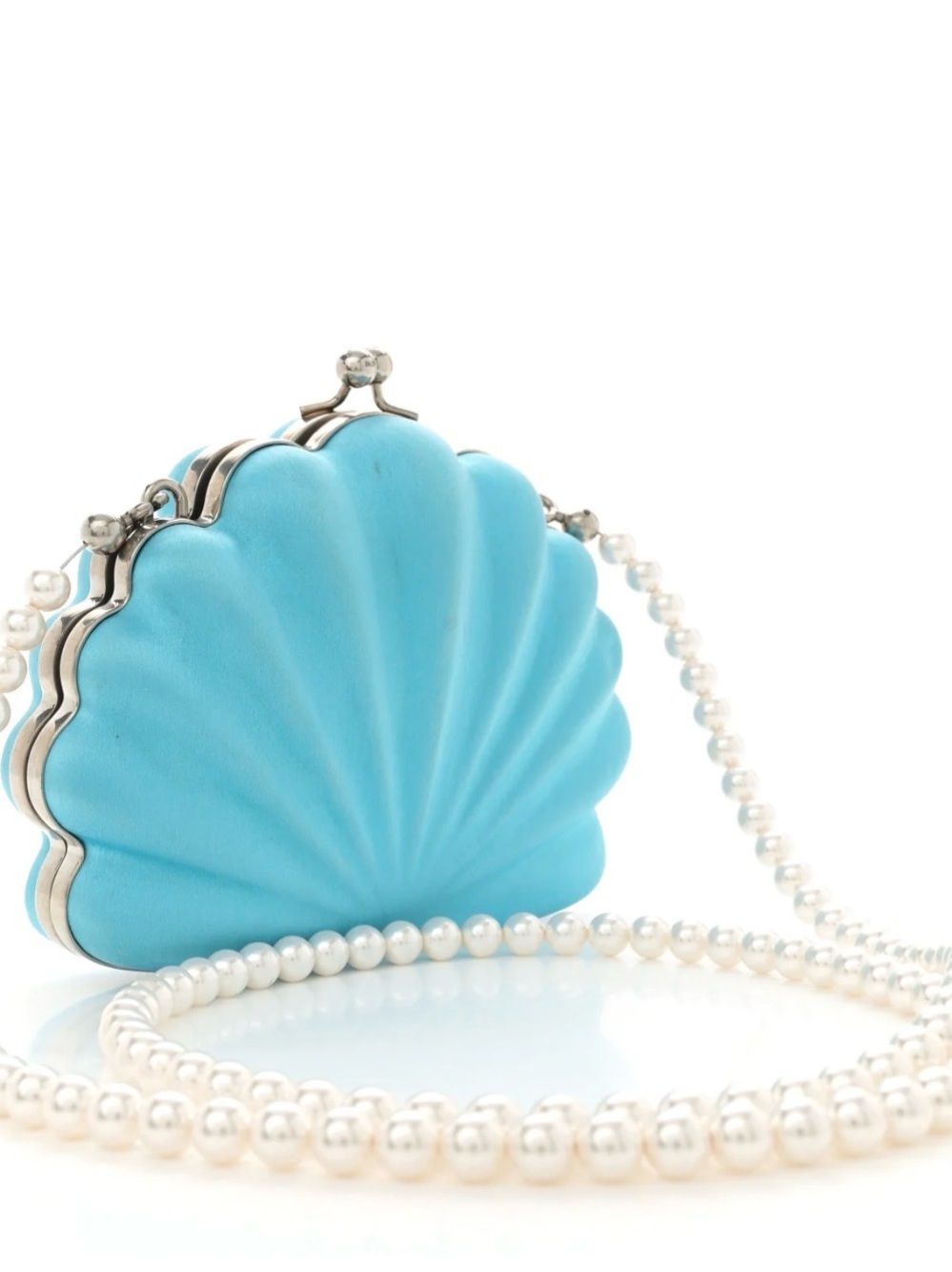 Auth RARE Balenciaga Turquoise Shell Clutch bag Pearl Strap seashell ocean beach